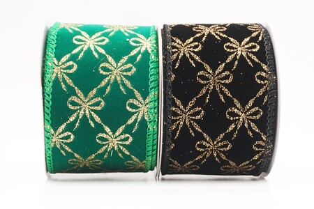 Glitter Tied Bow Pattern Wired Ribbon_KW0460.KW0461.KW0462.KW0463